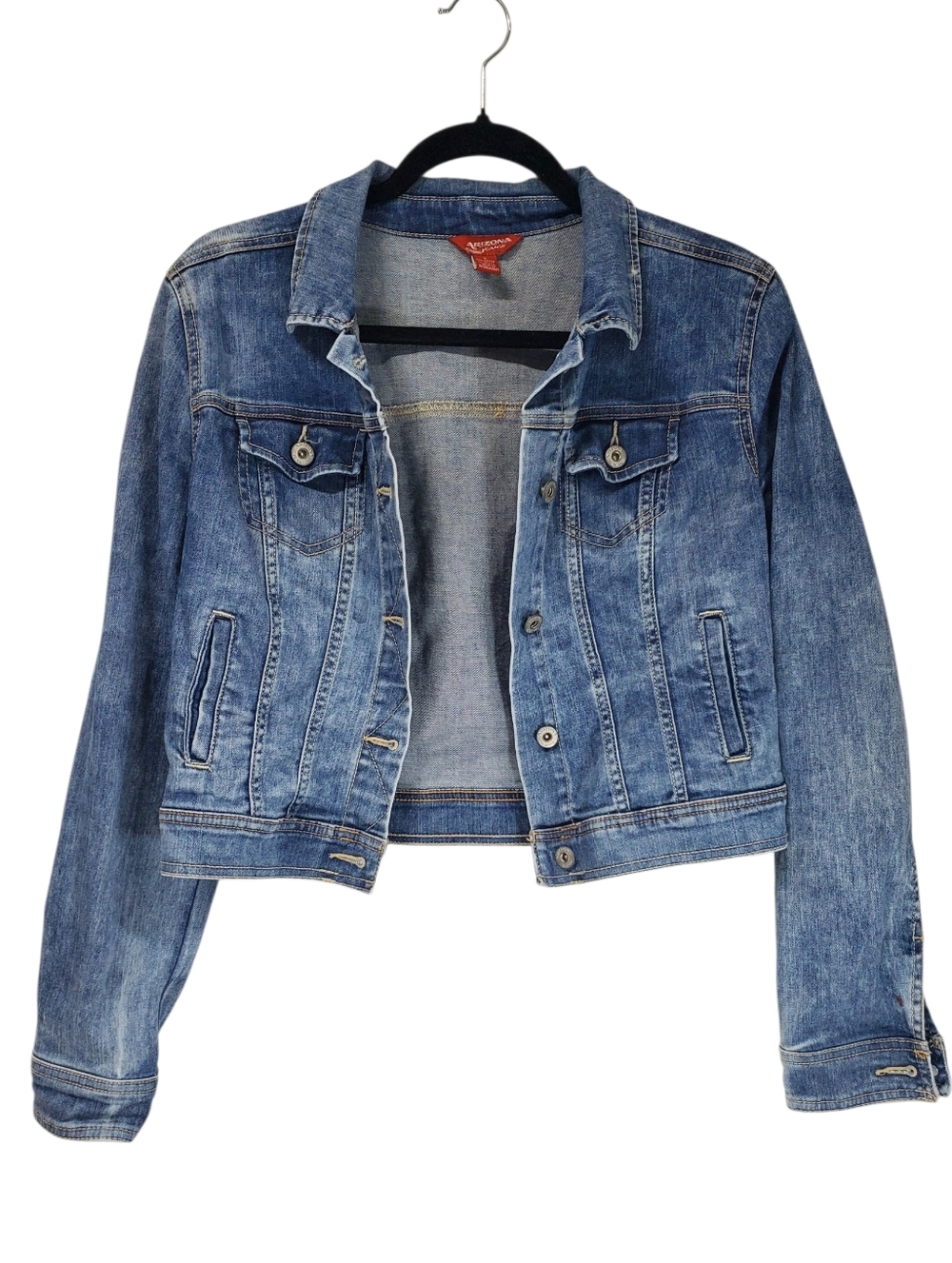 Arizona Jean Co Denim Jacket Distressed Festival Coastal Cowgirl Grunge Large